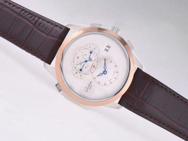 Glashutte Pano Edition Panomaticchrono 90-04-01-01-04 Midsize Brown Cow Leather Strap Round Watch watches