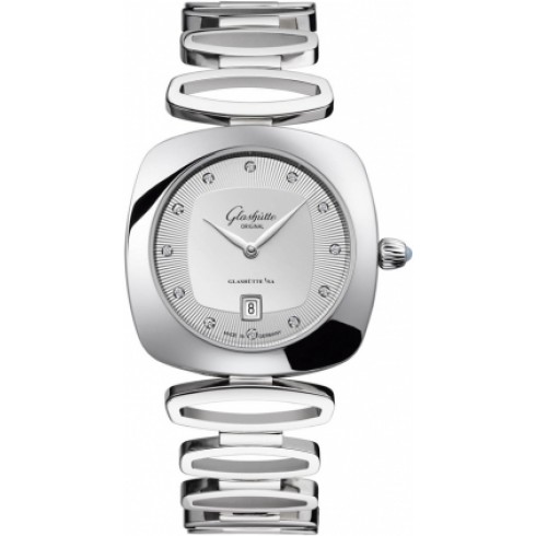 Glashutte Povonina Silver Dial Diamond Stainless Steel Ladies Watch 1-03-01-10-12-14 watches