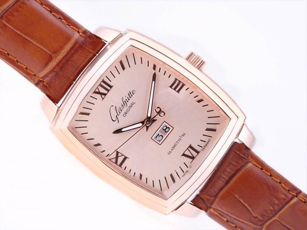 Glashutte Senator Karree Panorama Date 22-02-52-51-05 38x52mm Midsize Rose Gold Case Watch watches