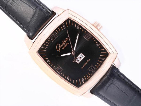 Glashutte Senator Karree Panorama Date 39-42-54-52-05 Automatic Rectangle Black Dial Watch watches