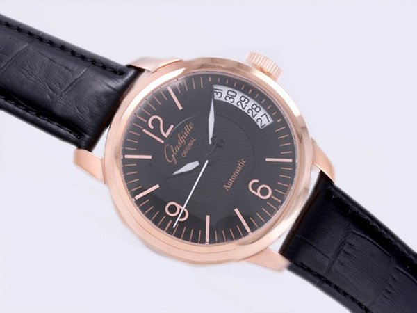Glashutte Senator Sixties 39-52-02-01-04 Round Midsize Black Cow Leather Strap Watch watches