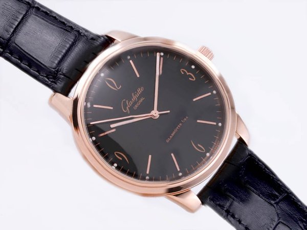Glashutte Senator Sixties 39-52-04-02-04 Black Dial Rose Gold Case 46mm Watch watches