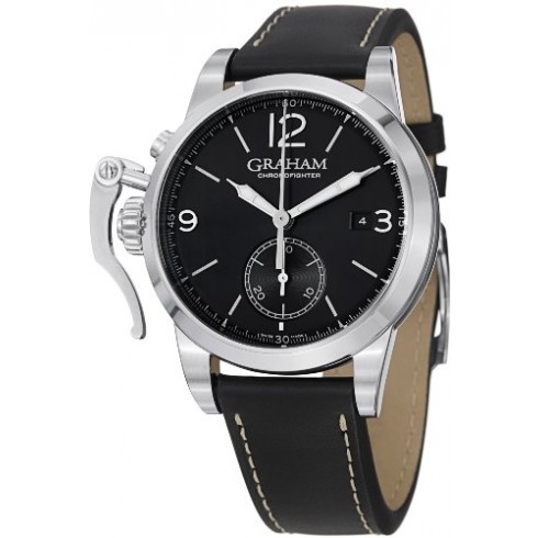 Graham Chronofighter 1695 Automatic Chronograph Black Dial Black Leather Men's Watch 2CXASB02A watches