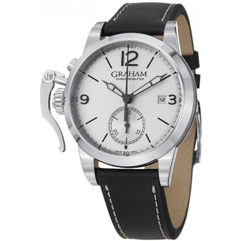 Graham Chronofighter 1695 Automatic Chronograph Silver Dial Black Leather Men's Watch 2CXASS02A watches