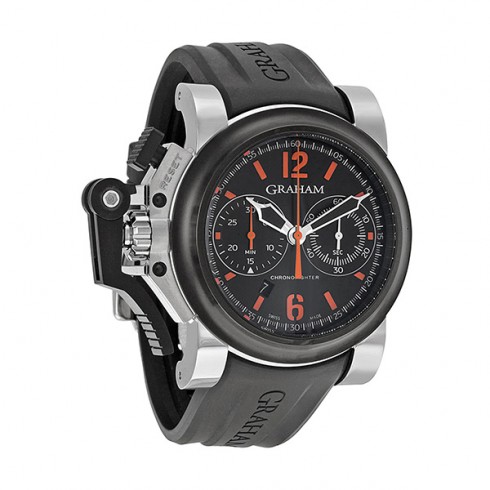 Graham Chronofighter Black Dial Stainless Steel Black Rubber Men's Watch 2OVBVB42A watches