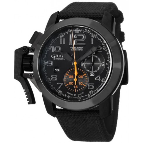 Graham Chronofighter Oversize Automatic Chronograph Black Dial Black Techno Fabric Men's Watch 2CCAUB01A watches