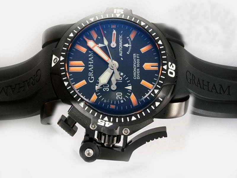 Graham Chronofighter Oversize Diver Deep Seal 2OVDIVAZ.B02A.K10B Round PVD Case Blue Dial Watch watches