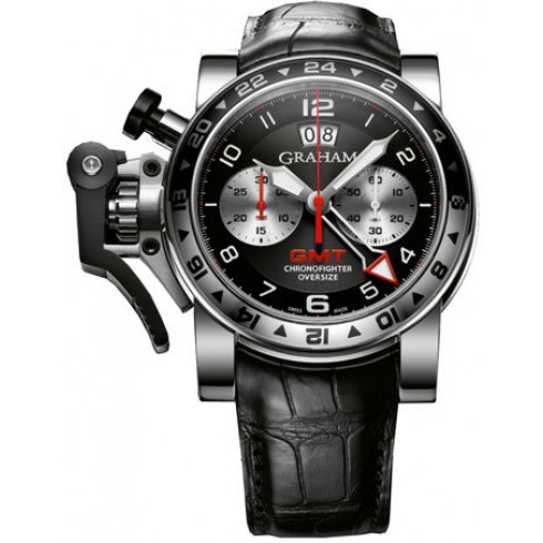 Graham Chronofighter Oversize GMT Black Dial Black Leather Men's Watch 2OVGS.B39A watches