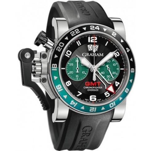 Graham Chronofighter Oversize GMT Black Dial Black Rubber Men's Watch 2OVGSB12AK10B watches