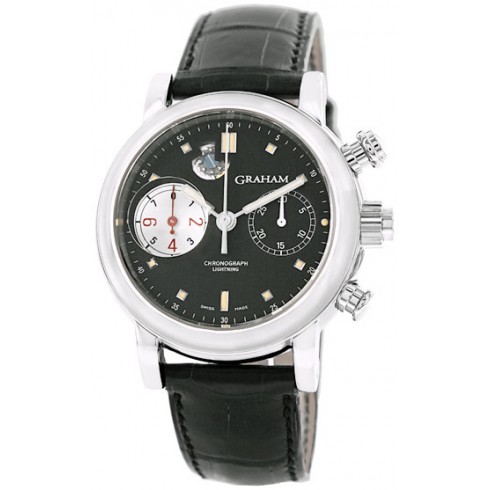 Graham Foudroyante Automatic Black Dial Black Leather Men's Watch 2LIASB04AC01B watches