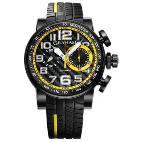 Graham Silverstone Stowe Black Carbon Dial Black Rubber Men's Watch 2BLDC.B38A.K66N watches