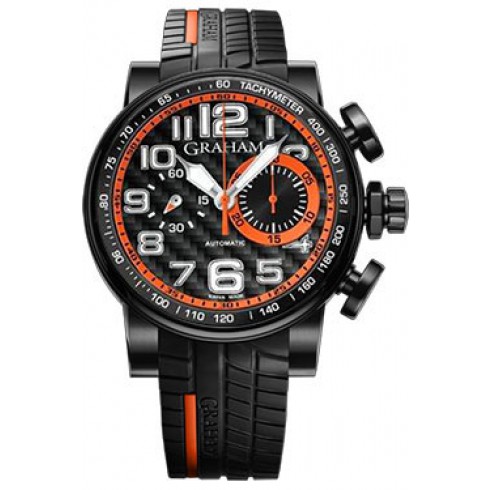 Graham Silverstone Stowe Black Carbon Dial Black Rubber Men's Watch 2BLDC.B40A.K46N watches
