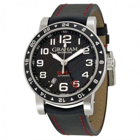 Graham Silverstone Time Zone Automatic Black Dial Black Leather Men's Watch 2TZASB02A watches