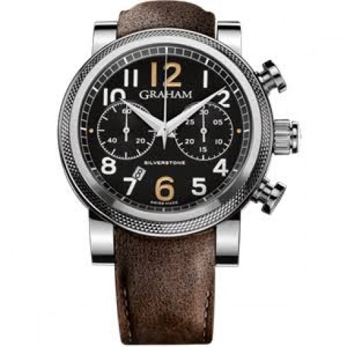 Graham Silverstone Vintage 30 Chronograph Black Dial Brown Leather Men's Watch 2BLFSB36A watches