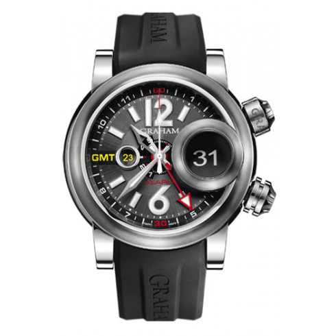 Graham Swordfish Grillo Alarm Gray Dial Black Rubber Men's Watch 2SWGS.B23A watches