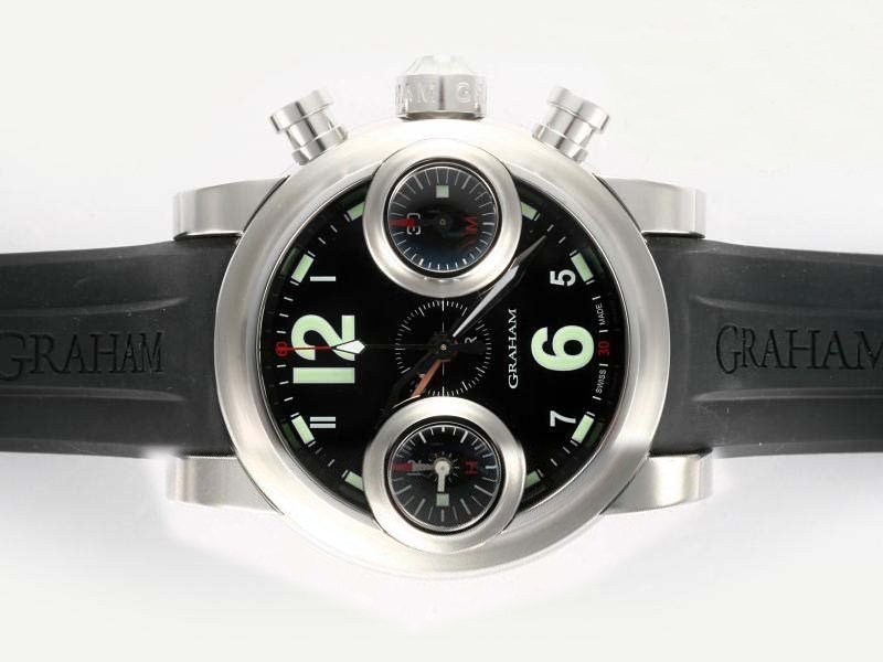 Graham Swordfish Silver Knight 2SWAS.B06A.K06B Black Rubber Strap 46mm Midsize Watch watches