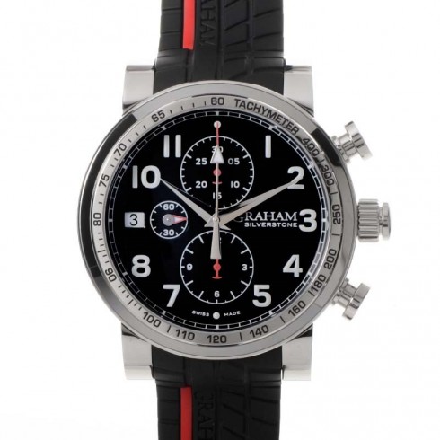 Graham Vintage Silverstone Black Dial Black and Red Rubber Men's Watch 2BLES.B35B watches