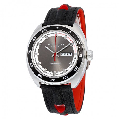Hamilton American Classic Pan Europ Automatic Grey Dial Black Leather Men's Watch H35415781 watches