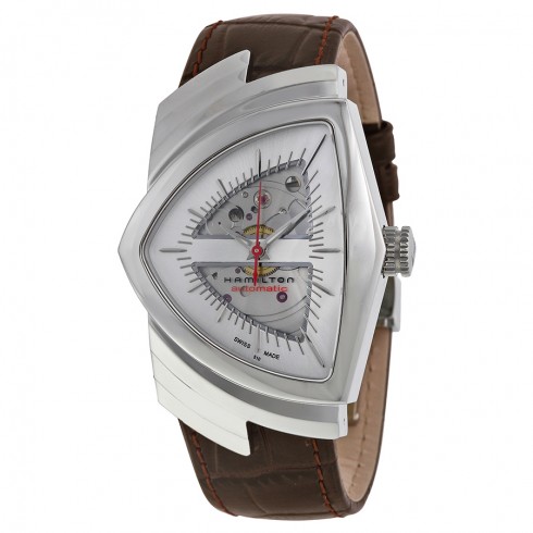 Hamilton American Classics Ventura Automatic Silver Dial Brown Leather Unisex Watch H24515551 watches