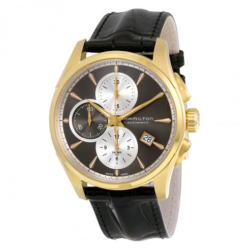 Hamilton Jazzmaster Automatic Chronograph Grey Dial Black Leather Watch H32546781 watches