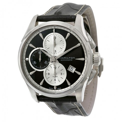 Hamilton Jazzmaster Chronograph Grey Dial Black Leather Men's Watch H32596781 watches
