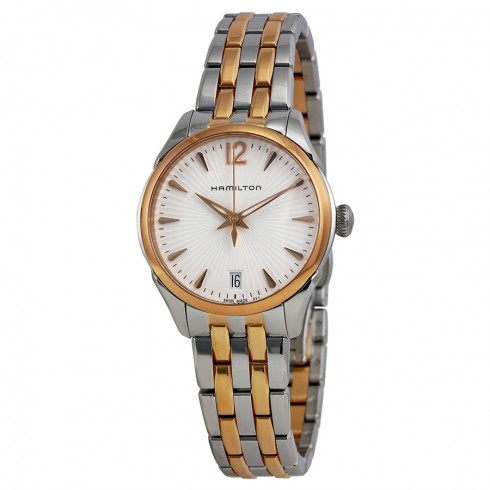 Hamilton Jazzmaster Lady Quartz Rose Gold PVD and Steel Ladies Watch H42221155 watches