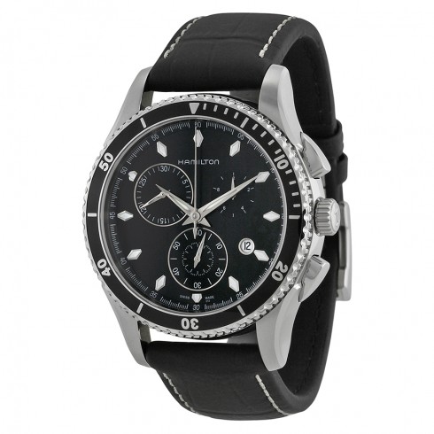 Hamilton Jazzmaster Seaview Chronograph Black Dial Black Leather Men's Watch H37512731 watches