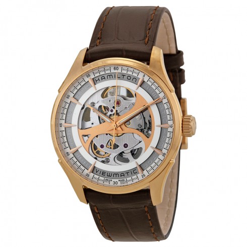 Hamilton Jazzmaster Viewmatic White Skeleton Dial Brown Leather Men's Watch H42545551 watches