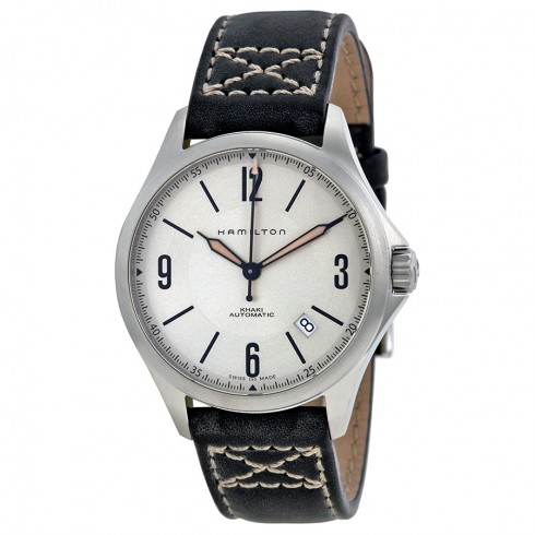 Hamilton Khaki Aviation Silver Dial Black Leather Men's Watch H76565725 watches