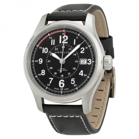 Hamilton Khaki Field Automatic Black Dial Black Leather Men's Watch H70595733 watches