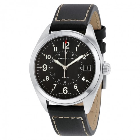 Hamilton Khaki Field Black Dial Black Leather Watch H68551733 watches