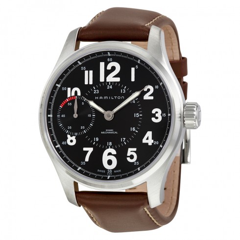 Hamilton Khaki Field Mechanical Black Dial Brown Leather Men's Watch H69619533 watches