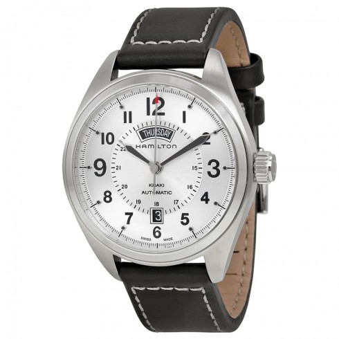 Hamilton Khaki Field Mechanical Silver Dial Black Leather Men's Watch H70505753 watches