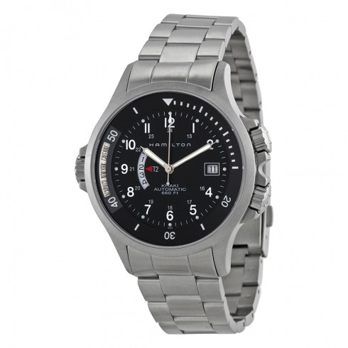 Hamilton Khaki Navy GMT Steel Black Men's Watch H77615133 watches