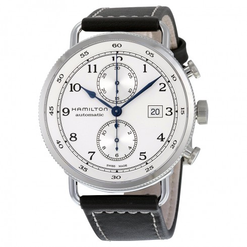 Hamilton Khaki Navy Pioneer Chronograph Automatic Silver Dial Brown Leather Men's Watch H77706553 watches