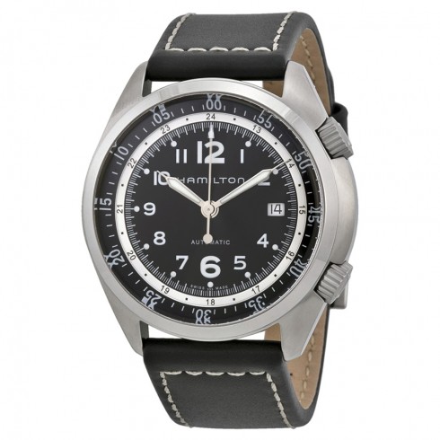 Hamilton Khaki Pilot Pioneer Automatic Black Dial Black Leather Men's Watch H76455933 watches