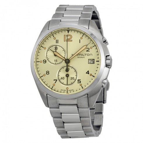 Hamilton Khaki Pilot Pioneer Chronograph Beige Dial Stainless Steel Men's Watch H76512155 watches