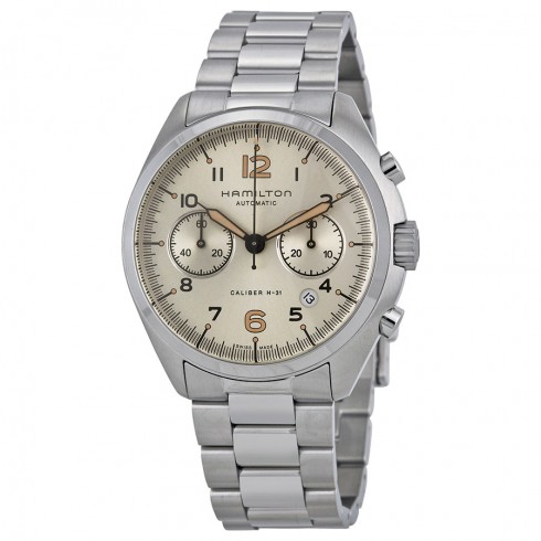 Hamilton Khaki Pilot Pioneer Chronograph Ivory Dial Stainless Steel Men's Watch H76416155 watches