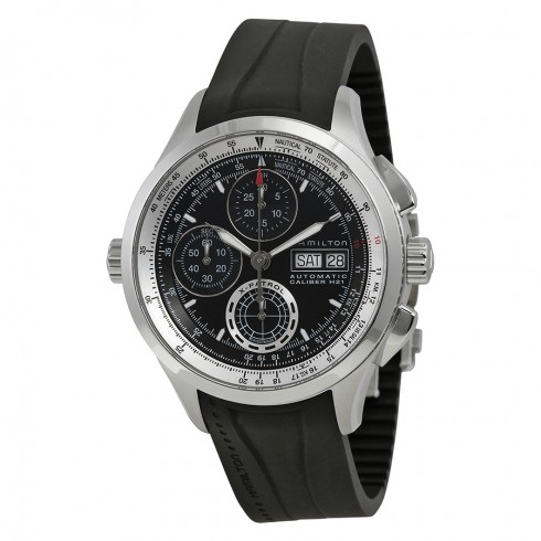 Hamilton Khaki X-Patrol Automatic Chronograph Black Dial Black Rubber Men's Watch H76556331 watches
