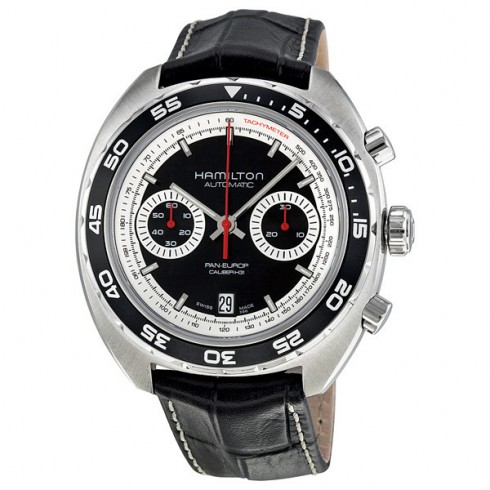 Hamilton Pan Europ Black Dial Leather Men's Watch H35756735 watches