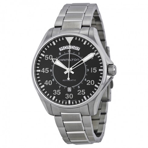 Hamilton Pilot Day Date Automatic Black Dial Stainless Steel Men's Watch H64615135 watches