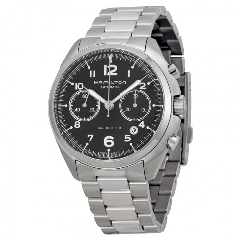 Hamilton Pilot Pioneer Automatic Chronograph Black Dial Stainless Steel Men's Watch H76416135 watches