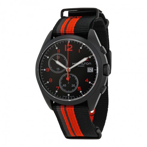 Hamilton Pilot Pioneer Chronograph Black Dial Black Nato Men's Watch H76582933 watches