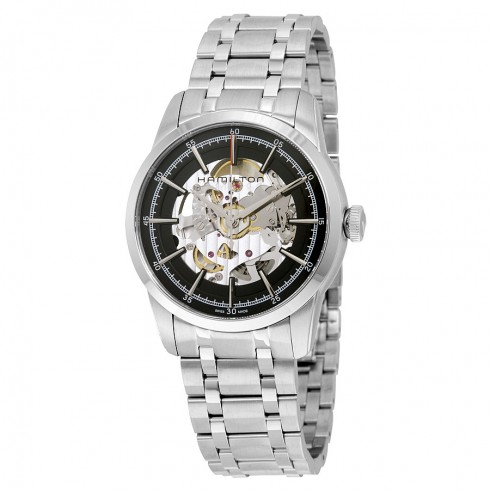 Hamilton Railroad Automatic Black Skeleton Dail Stainless Steel Men's Watch H40655131 watches