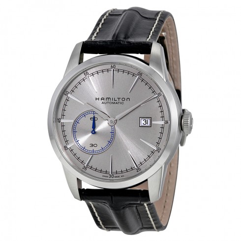 Hamilton Railroad Automatic Silver Grey Dial Black Leather Men's Watch H40515781 watches