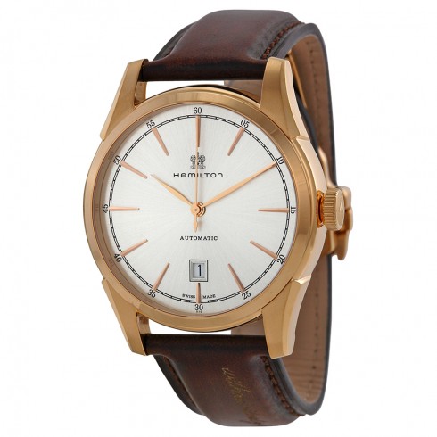 Hamilton Timeless Spirit Of Liberty Automatic Silver Dial Brown Leather Men's Watch H42445551 watches