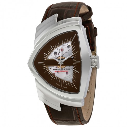 Hamilton Ventura Automatic Brown Skeleton Dial Brown Leather Men's Watch H24515591 watches
