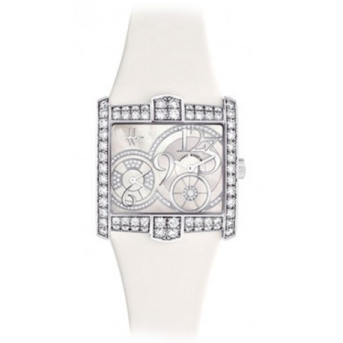 Harry Winston Avnue C Squared A2 Mother of Pearl Dial 18kt White Gold Diamond Satin Ladies Watch AVSQTZ38WW009 watches