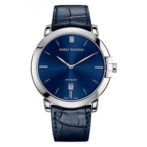 Harry Winston Midnight Blue Dial Blue Leather Automatic Men's Watch MIDAHD42WW002 watches