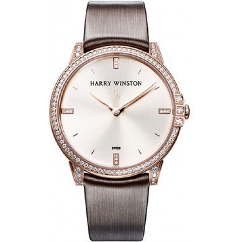 Harry Winston Midnight Champagne Sunray Dial 18kt Rose Gold Diamond Satin Men's Watch MIDQHM39RR002 watches